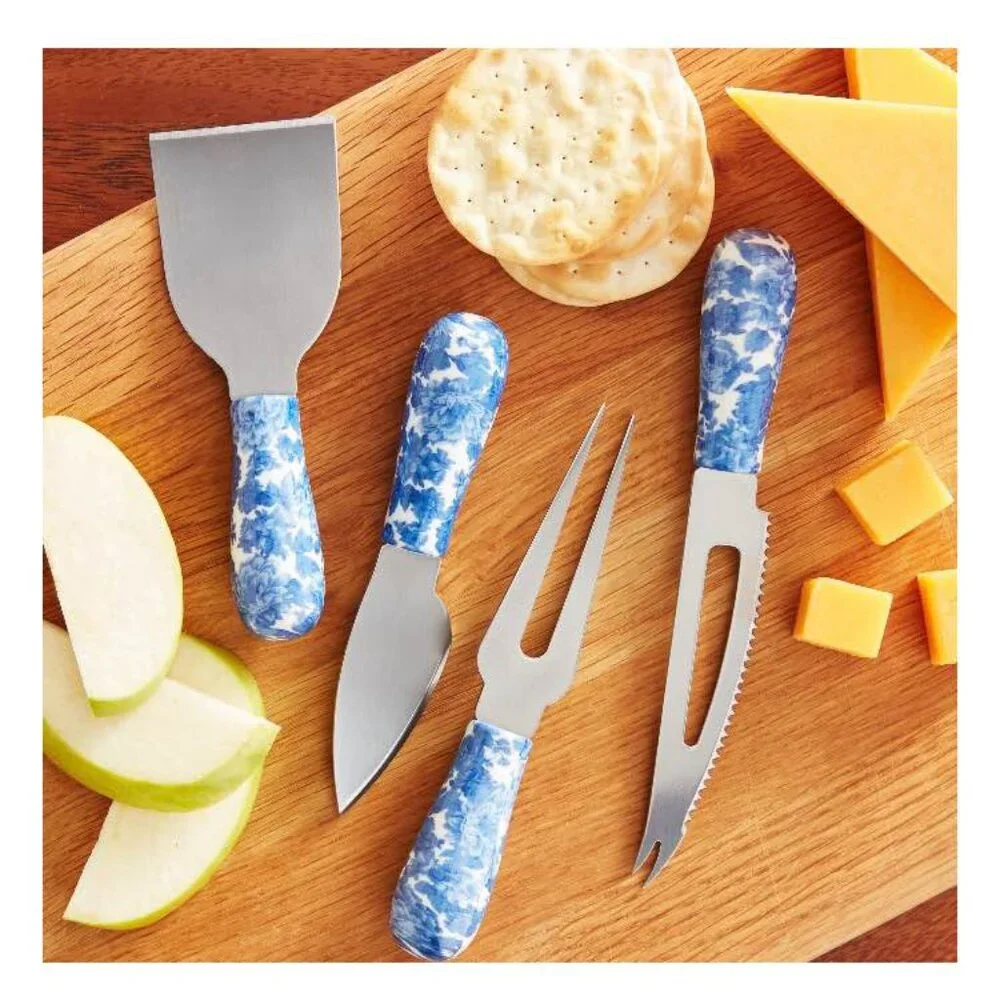 Pioneer Woman Cheese Knife Serving Set 4 pieces Heritage Floral Blue New